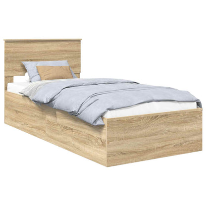 Bed Frame with Headboard Sonoma Oak 75 x 190 cm Engineered Wood