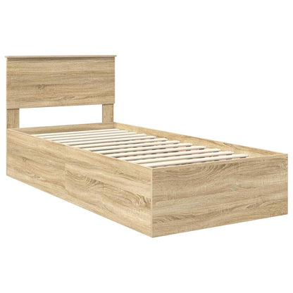 Bed Frame with Headboard Sonoma Oak 75 x 190 cm Engineered Wood
