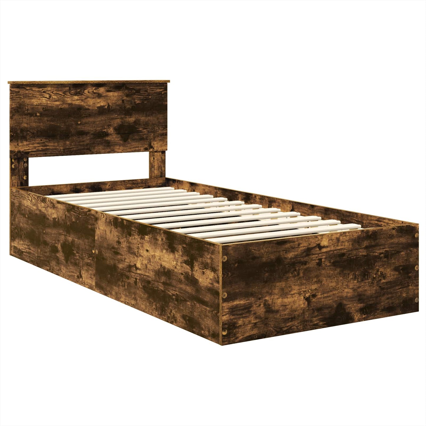 Bed Frame with Headboard Smoked Oak 75 x 190 cm Engineered Wood