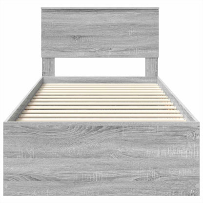 Bed Frame Grey Sonoma 75 x 190 cm Engineered Wood