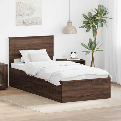 Bed Frame with Headboard Brown Oak 75 x 190 cm Engineered Wood