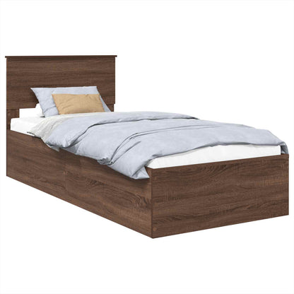 Bed Frame with Headboard Brown Oak 75 x 190 cm Engineered Wood