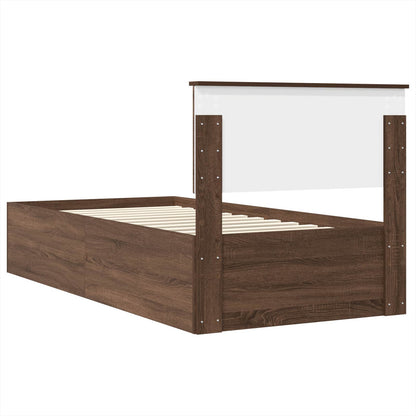 Bed Frame with Headboard Brown Oak 75 x 190 cm Engineered Wood