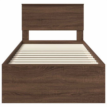 Bed Frame with Headboard Brown Oak 75 x 190 cm Engineered Wood