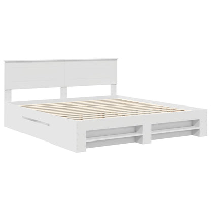 Bed Frame with Headboard White 200 x 200 cm Engineered Wood