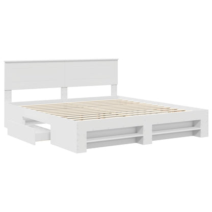 Bed Frame with Headboard White 200 x 200 cm Engineered Wood