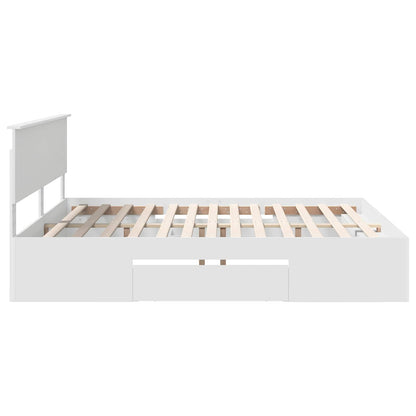 Bed Frame with Headboard White 200 x 200 cm Engineered Wood