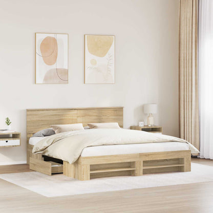 Bed Frame Sonoma Oak 200 x 200 cm Engineered Wood