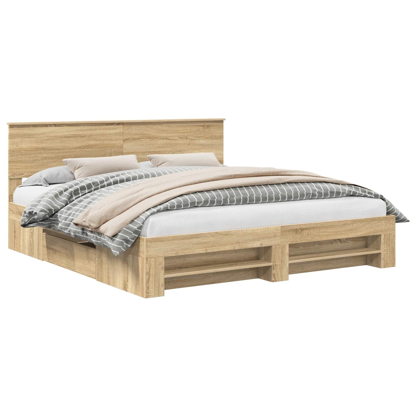 Bed Frame Sonoma Oak 200 x 200 cm Engineered Wood