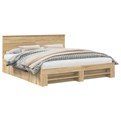 Bed Frame Sonoma Oak 200 x 200 cm Engineered Wood