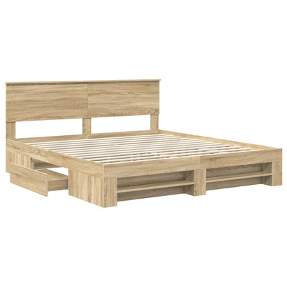 Bed Frame Sonoma Oak 200 x 200 cm Engineered Wood