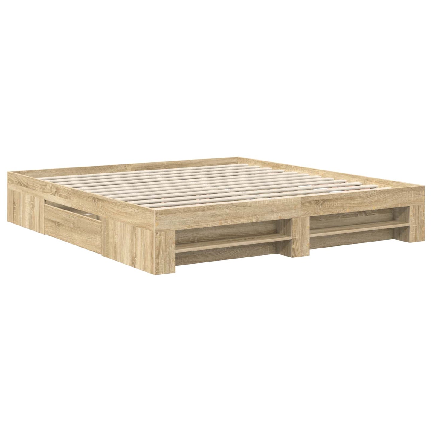 Bed Frame Sonoma Oak 200 x 200 cm Engineered Wood