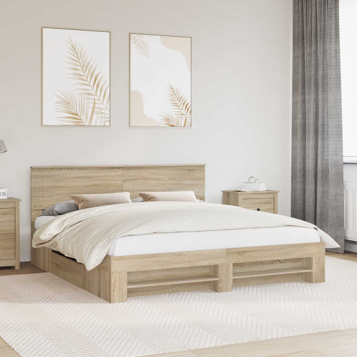 Bed Frame Sonoma Oak 180 x 200 cm Engineered Wood