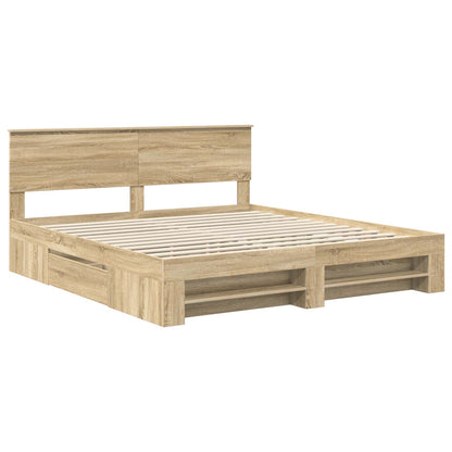 Bed Frame Sonoma Oak 180 x 200 cm Engineered Wood