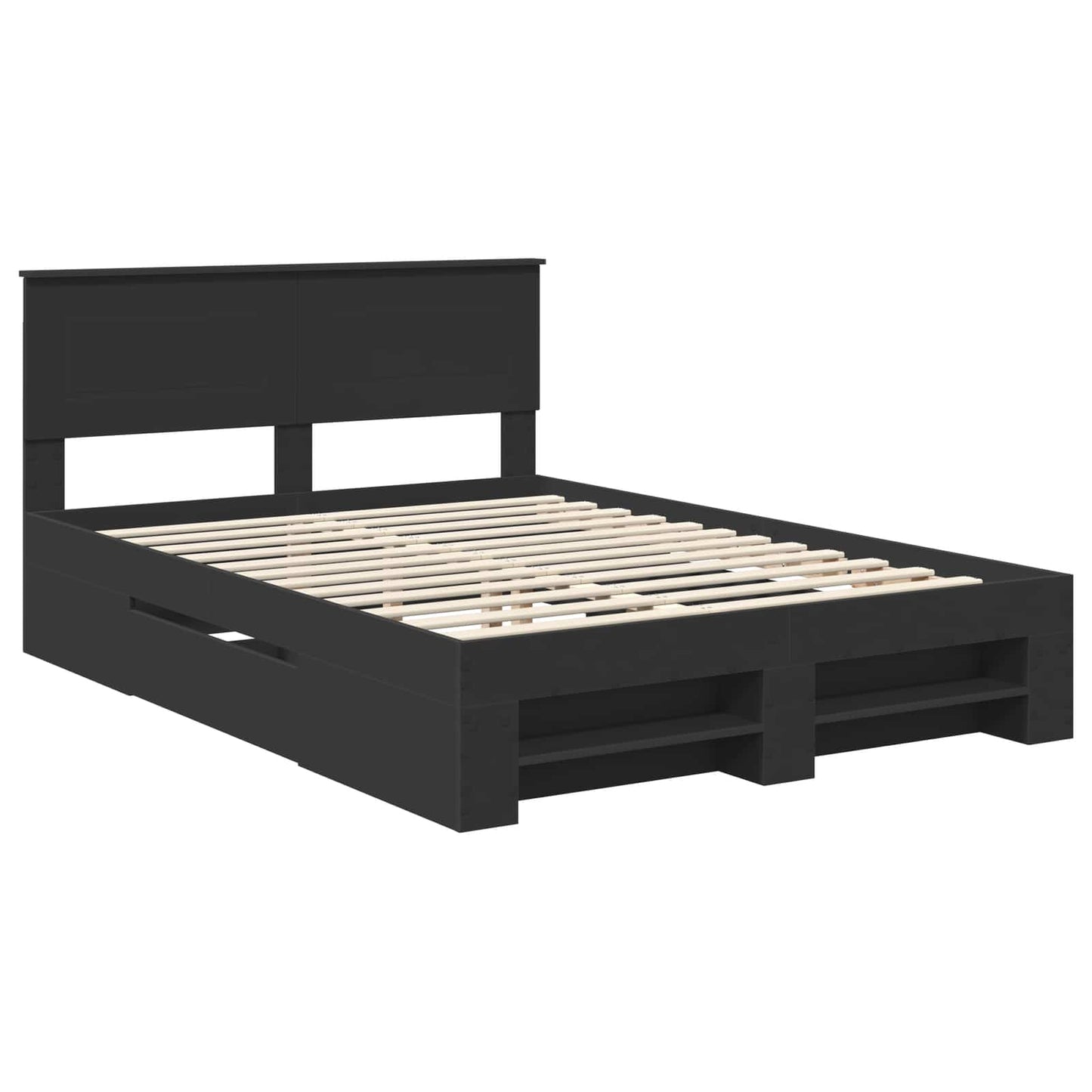 Bed Frame with Headboard Black 150 x 200 cm Engineered Wood