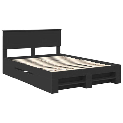 Bed Frame with Headboard Black 150 x 200 cm Engineered Wood