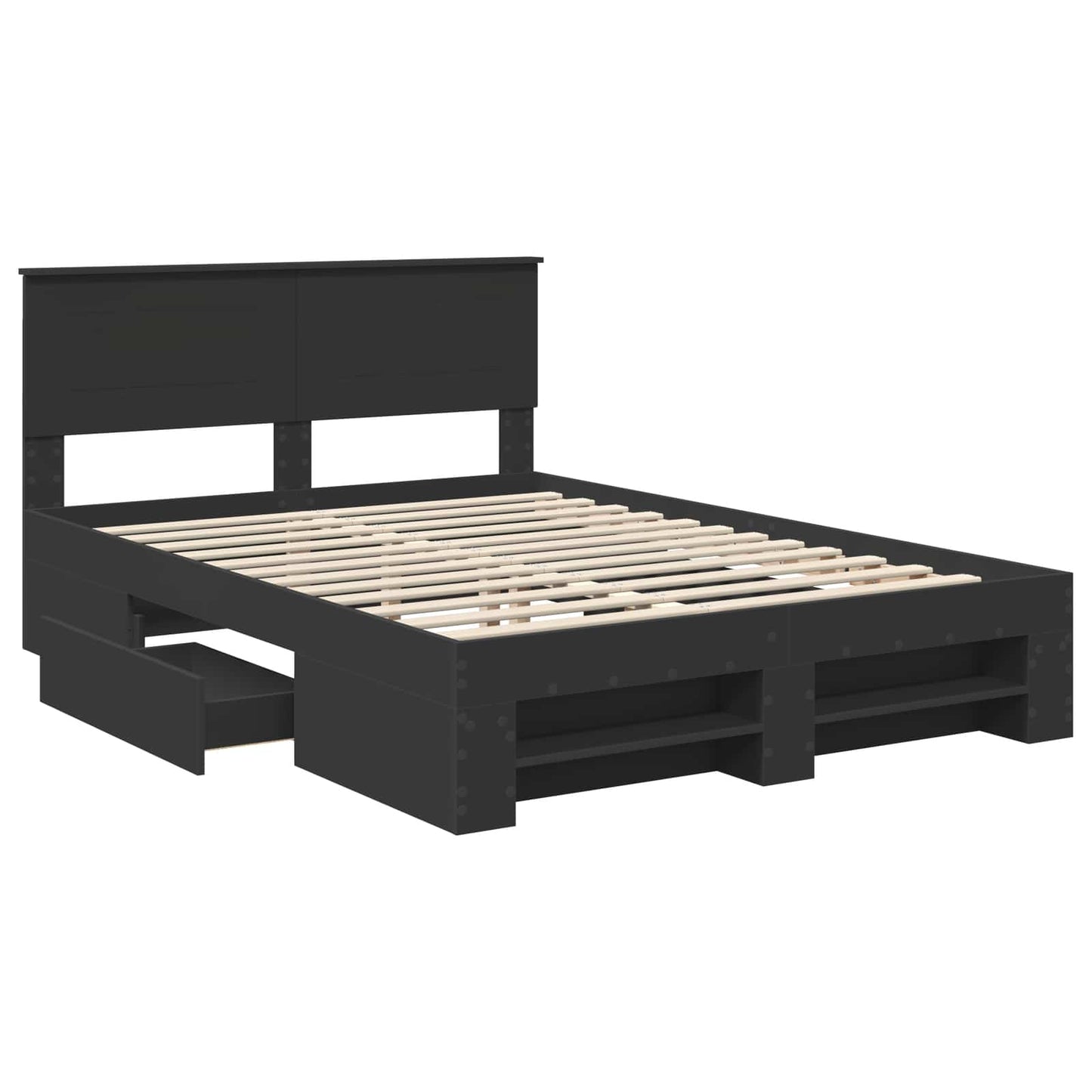 Bed Frame with Headboard Black 150 x 200 cm Engineered Wood