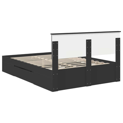 Bed Frame with Headboard Black 150 x 200 cm Engineered Wood