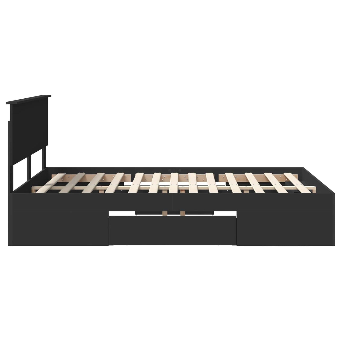 Bed Frame with Headboard Black 150 x 200 cm Engineered Wood