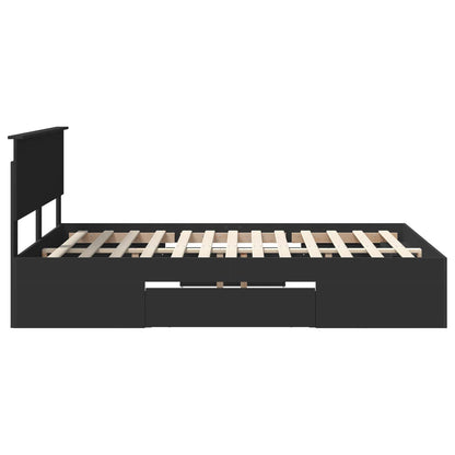 Bed Frame with Headboard Black 150 x 200 cm Engineered Wood