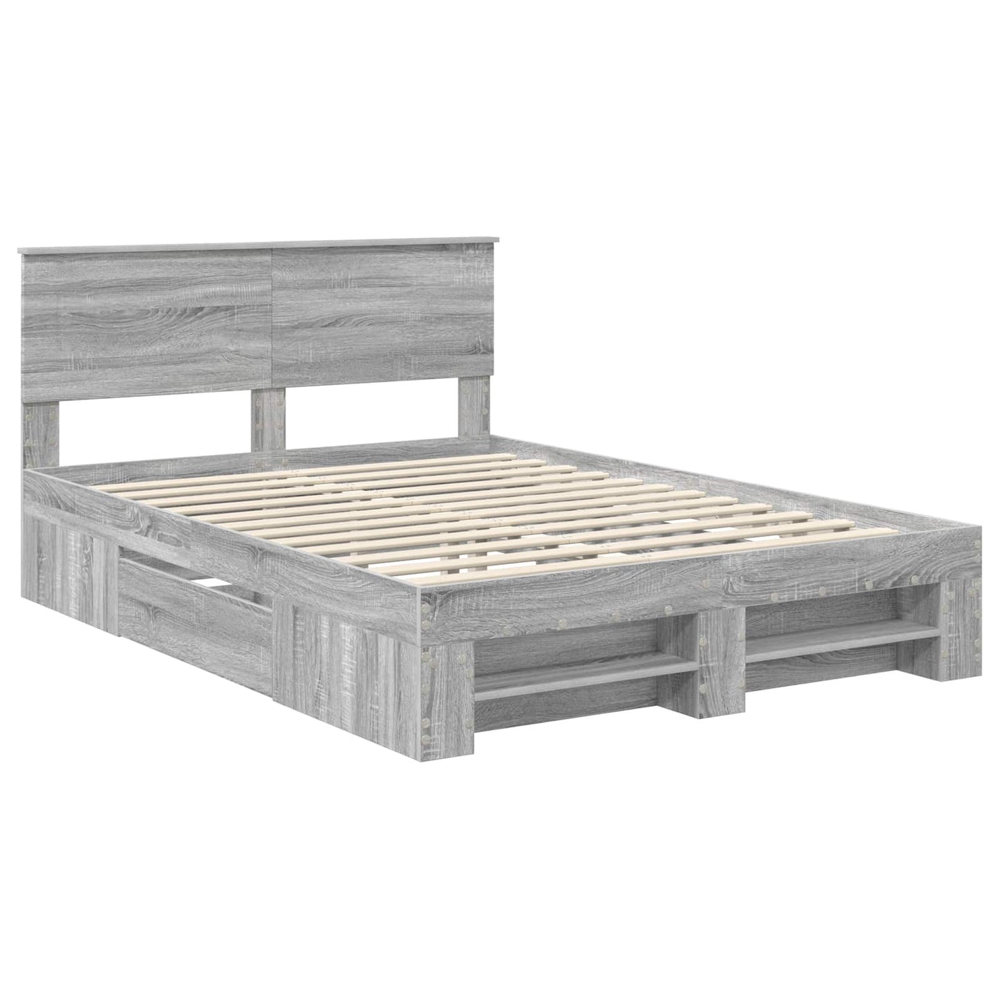 Bed Frame Grey Sonoma 150 x 200 cm Engineered Wood
