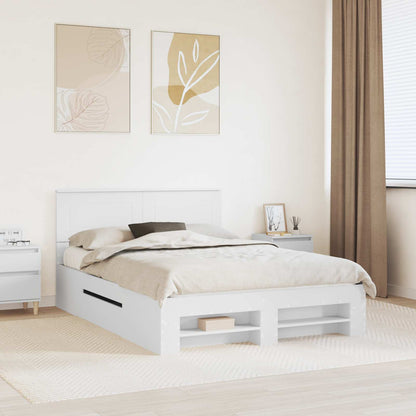 Bed Frame with Headboard White 140 x 200 cm Engineered Wood