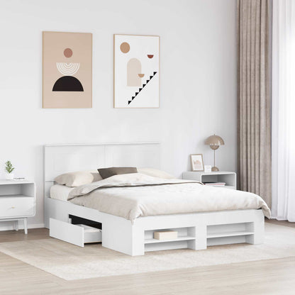 Bed Frame with Headboard White 140 x 200 cm Engineered Wood