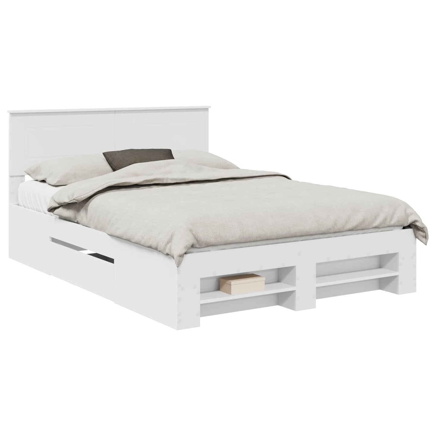 Bed Frame with Headboard White 140 x 200 cm Engineered Wood