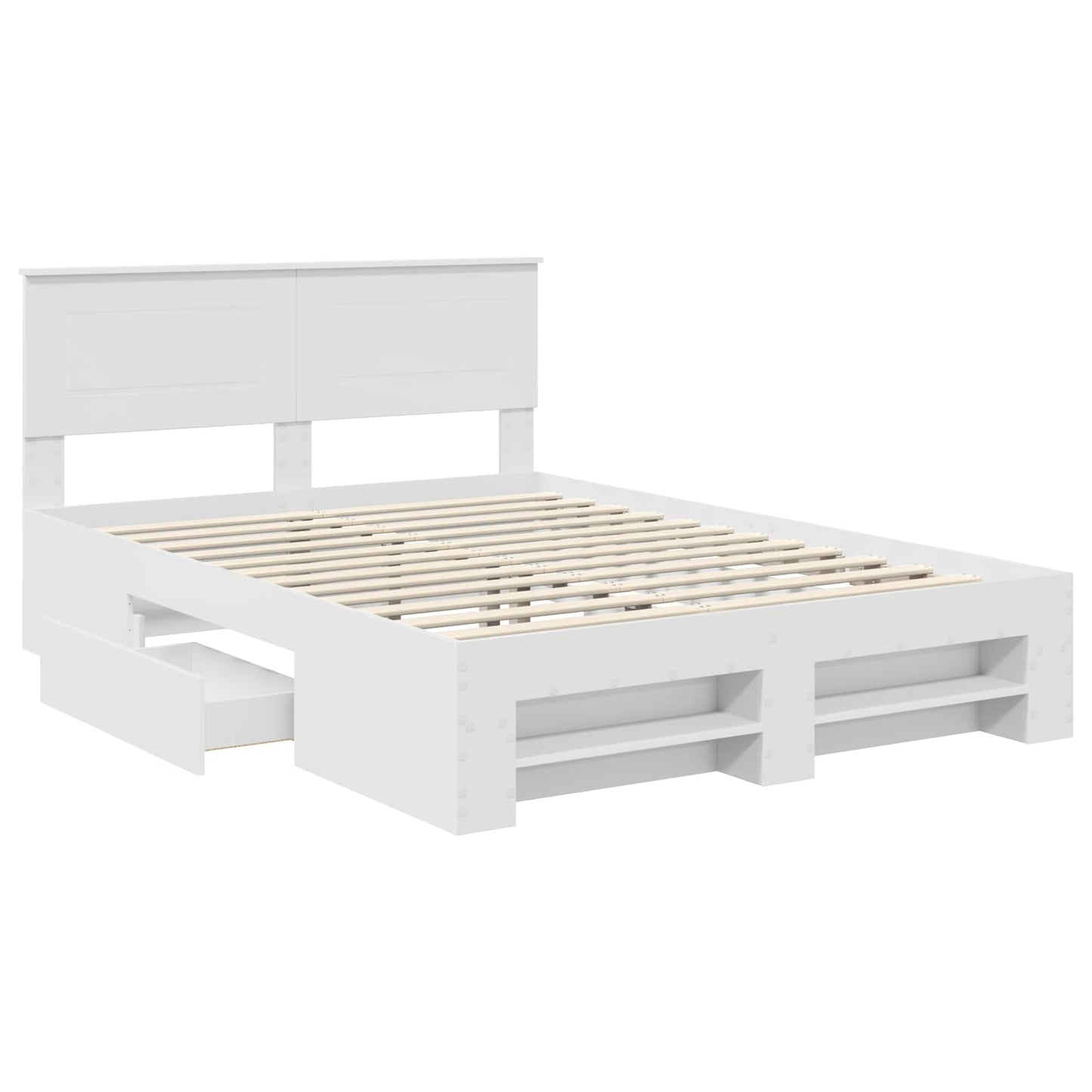Bed Frame with Headboard White 140 x 200 cm Engineered Wood