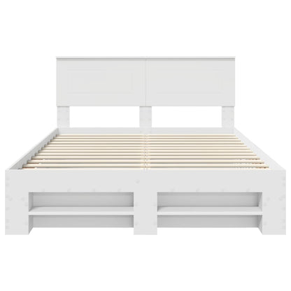 Bed Frame with Headboard White 140 x 200 cm Engineered Wood