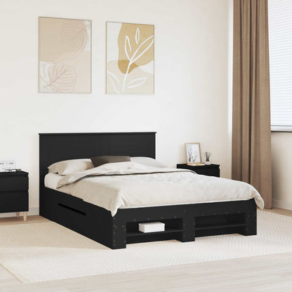 Bed Frame with Headboard Black 140 x 200 cm Engineered Wood