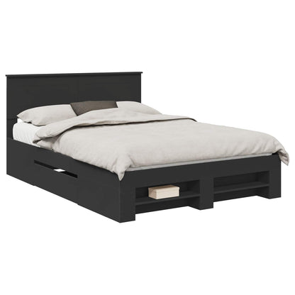 Bed Frame with Headboard Black 140 x 200 cm Engineered Wood