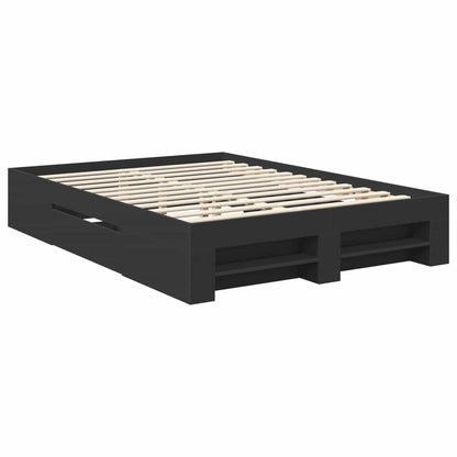 Bed Frame with Headboard Black 140 x 200 cm Engineered Wood