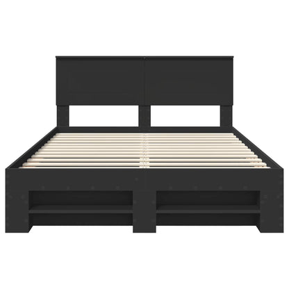 Bed Frame with Headboard Black 140 x 200 cm Engineered Wood