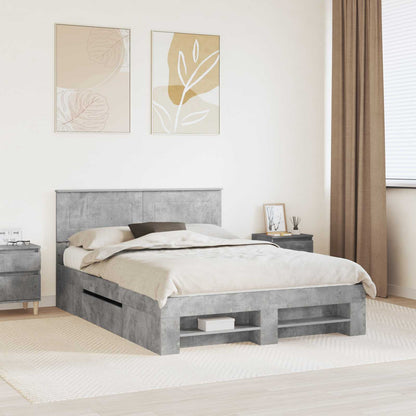 Bed Frame Concrete Grey 140 x 200 cm Engineered Wood