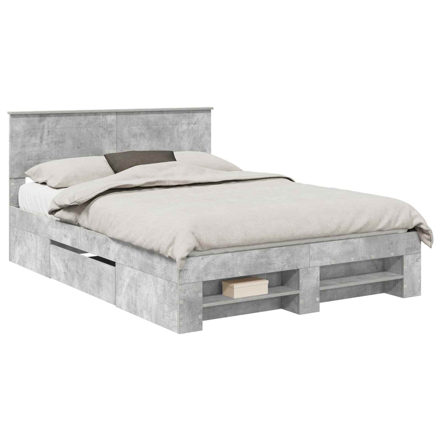 Bed Frame Concrete Grey 140 x 200 cm Engineered Wood