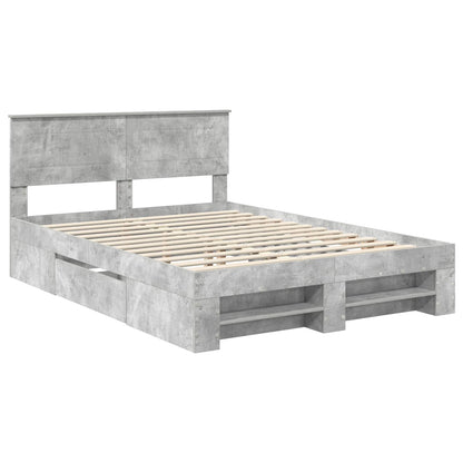 Bed Frame Concrete Grey 140 x 200 cm Engineered Wood