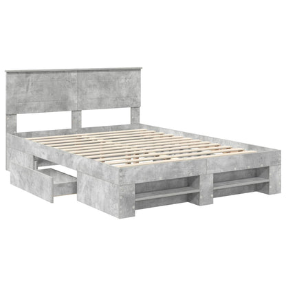 Bed Frame Concrete Grey 140 x 200 cm Engineered Wood