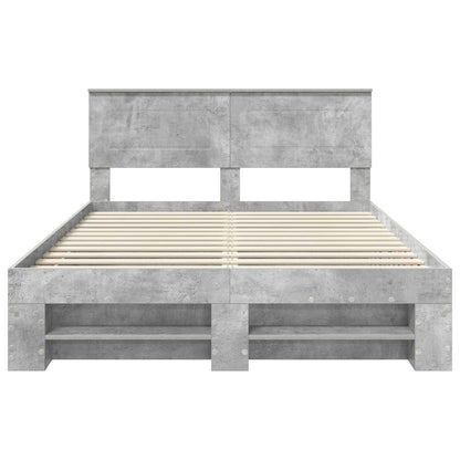Bed Frame Concrete Grey 140 x 200 cm Engineered Wood