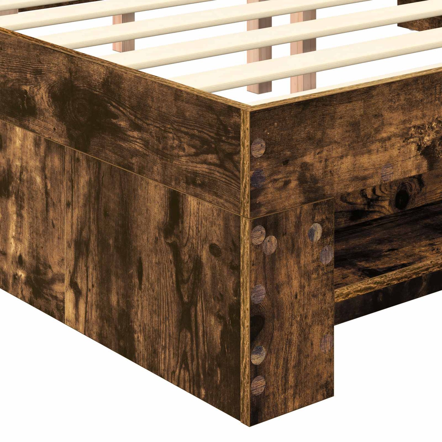 Bed Frame Smoked Oak 140 x 200 cm Engineered Wood