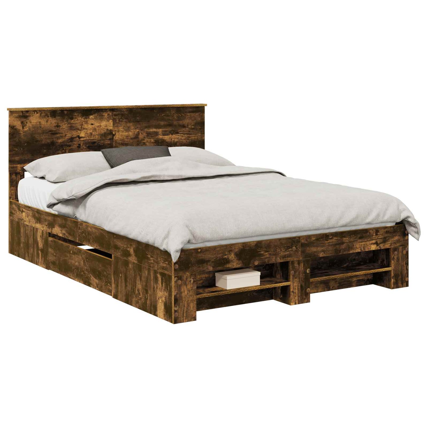 Bed Frame Smoked Oak 140 x 200 cm Engineered Wood