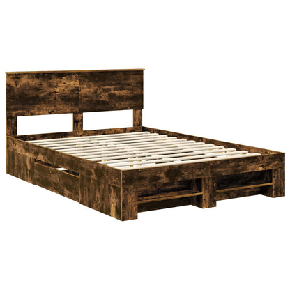 Bed Frame Smoked Oak 140 x 200 cm Engineered Wood