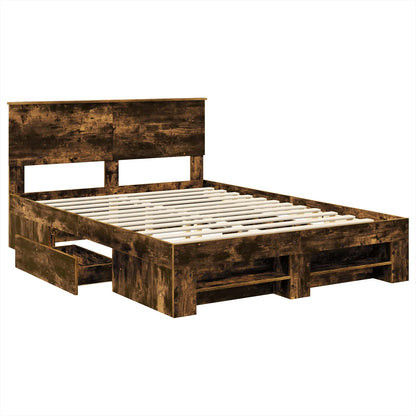 Bed Frame Smoked Oak 140 x 200 cm Engineered Wood
