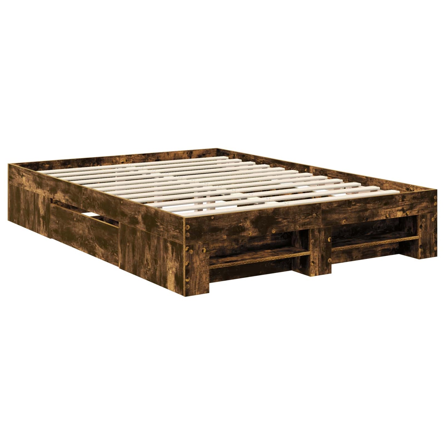 Bed Frame Smoked Oak 140 x 200 cm Engineered Wood