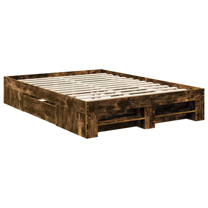 Bed Frame Smoked Oak 140 x 200 cm Engineered Wood