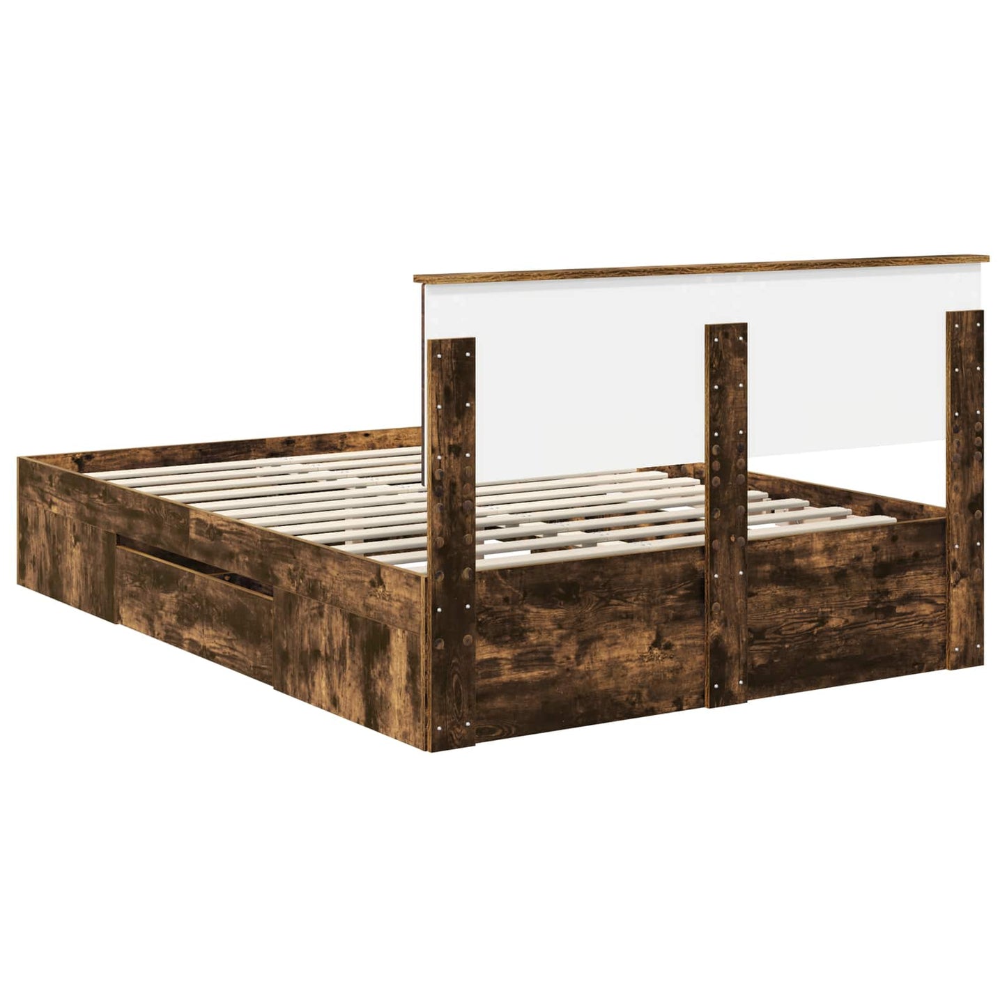 Bed Frame Smoked Oak 140 x 200 cm Engineered Wood