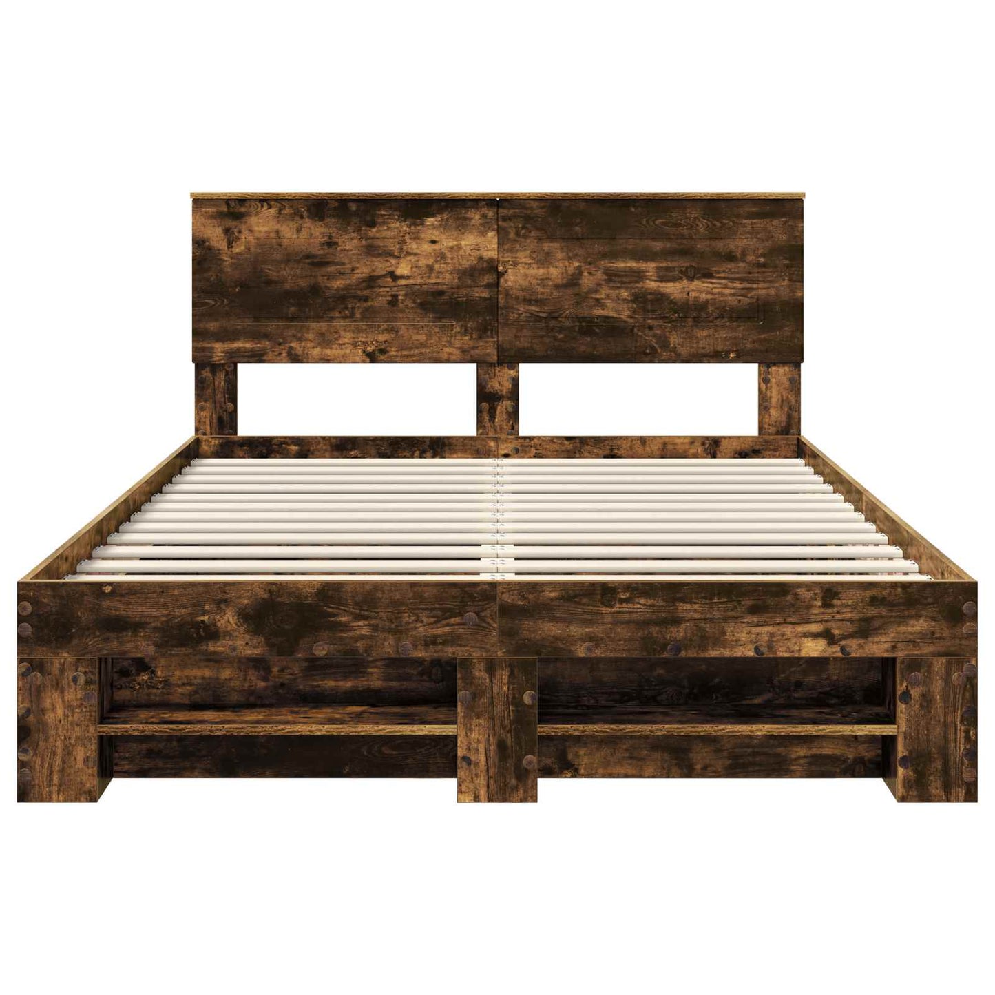 Bed Frame Smoked Oak 140 x 200 cm Engineered Wood