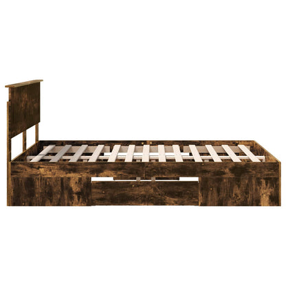 Bed Frame Smoked Oak 140 x 200 cm Engineered Wood