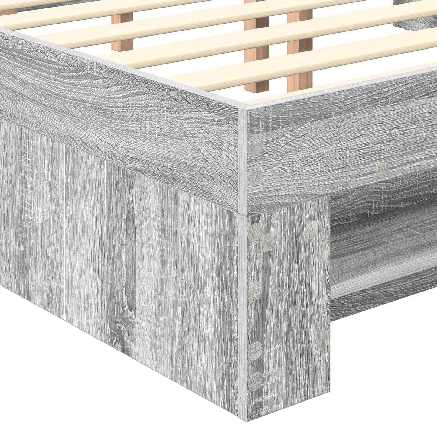 Bed Frame Grey Sonoma 140 x 200 cm Engineered Wood