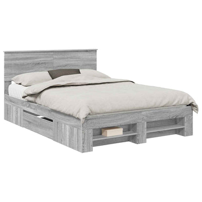Bed Frame Grey Sonoma 140 x 200 cm Engineered Wood